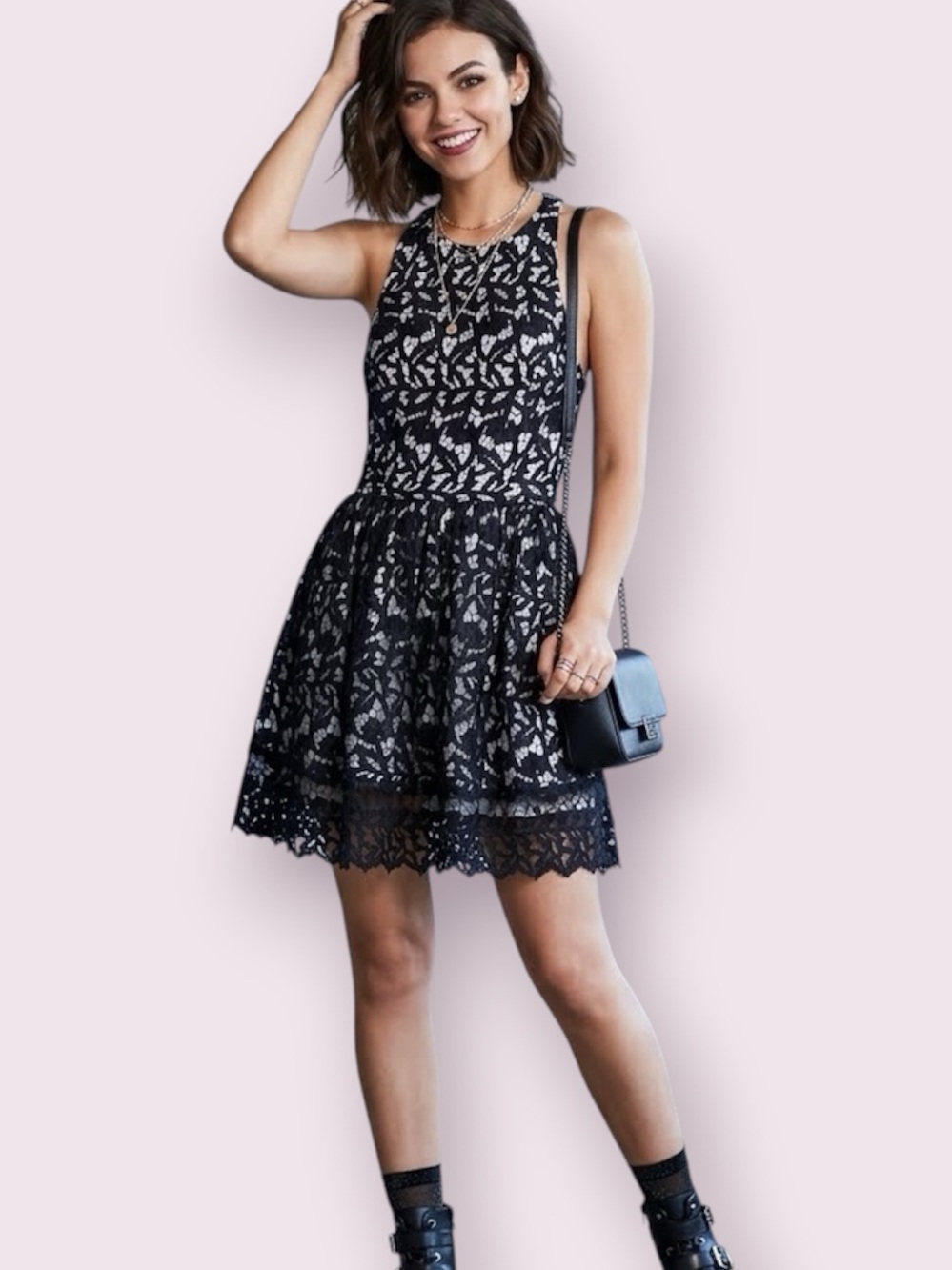 Alice + Olivia Mariel Racerback Sleeveless Cocktail Dress Black Lace Size 2